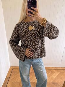 SHEIN EZwear 海外長袖豹紋上衣，秋季襯衫，適合日常通勤、聚會、秋冬/夏季、聖誕節、新年、感恩節、派對、婚禮、海灘、畢業典禮、優雅、外出、約會、通勤、情人節、優雅、度假、Y2K、畢業典禮及其他場合 - 彩色 - 查看 5