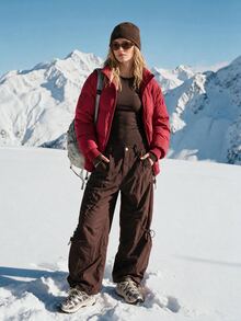 WanderVale Women's Solid Color Casual Fashion Minimalist Pockets Sports Outdoor Padded Coat - Red - View 3