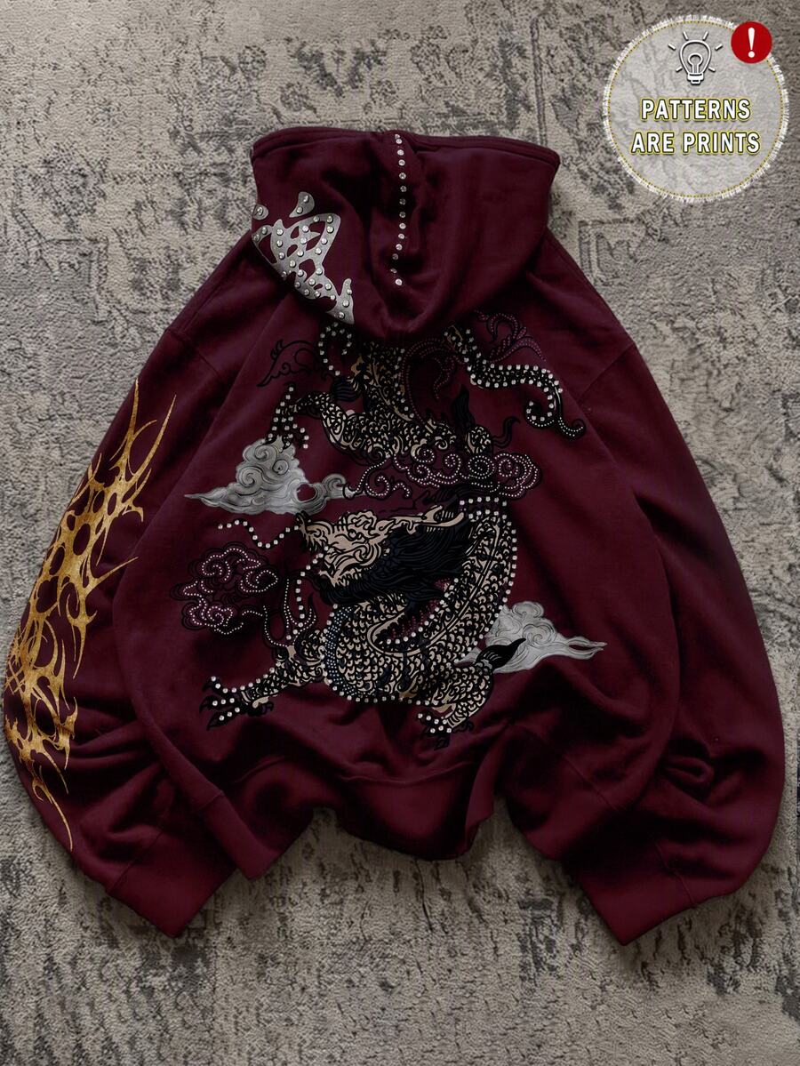 Attitoon Casual Pattern All-Over Print Burgundy Women's Sweatshirt Suitable For Autumn/Winter - Multicolor - View 1