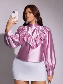 Viva Relle Plus Size Casual Elegant Pullover Shirt Fall - Purple - View 6
