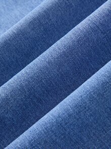 GlowEve 女款愛心刺繡口袋寬腿寬鬆休閒牛仔褲 - 中等水洗藍 - 查看 6