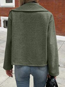 Easura Plus Size Overcoats - Army Green - View 2