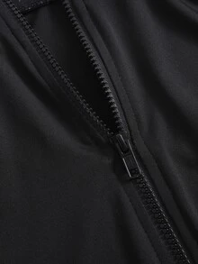 Setelan untuk Remaja Perempuan: Atasan Tank Top Tanpa Lengan Leher Bulat Warna Polos Dipadukan dengan Celana Panjang Slim Fit yang Nyaman dan Jaket Lengan Panjang - Hitam - View 7