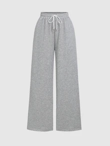 Sweetra Women's Asymmetrical Shoulder Long Sleeve Sweatshirt And Sweatpants Casual 2 Pieces Set - Light Grey - View 4