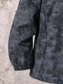 SHEIN 兒童男童休閒字母圖案印花連帽外套，輕量寬鬆版型拉鍊連帽夾克，開學季秋季校園穿搭黑色外套 - 彩色 - 查看 8