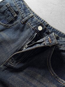 ROMWE MEN Street Life Men's Casual Button-Fly Denim Jeans For Daily Wear - Blue - View 4