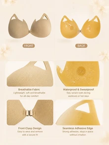 Lignisse Mesh Glue-On Flame Cup Adhesive Bra For Women - Beige - View 3