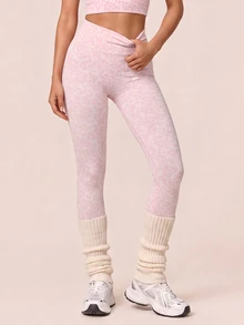 SHEIN BAE Women's Leopard Print Ruched Butt Leggings For Daily Fitness And Sports - Baby Pink - View 5