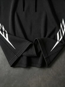 Acti Log Camiseta sin mangas deportiva con capucha y cordón para hombre con estampado de murciélago - Negro - Ver 5