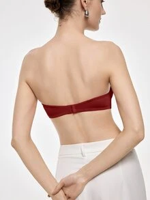 SHEIN 女款純色平口舒適內衣 - 酒紅色 - 查看 2