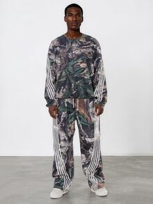 FORM&CHAOS Men's Autumn/Winter Tropical Plant Print Striped Sweatshirt - Multicolor - View 5