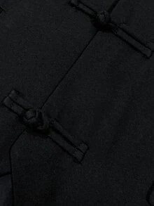 Manfinity AFTRDRK 男士優雅派對純色單排扣黑色背心，節日禮物的最佳選擇 - 黑色 - 查看 6