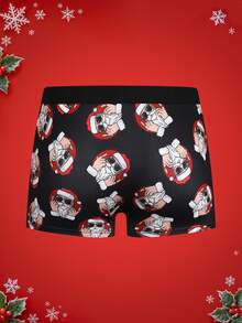 Notgurli Hip-Hop Style Santa Claus Print Men's Underwear, Personalized Fun Christmas Theme Mid-Waist Comfortable Boxer Briefs - Multicolor - View 2