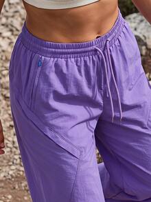 Exploreva Women's Solid Color Casual Versatile Daily Outdoor Long Pants - Purple - View 4