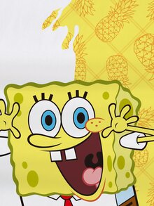 SpongeBob SquarePants | SHEIN 小男孩卡通印花圓領短袖T恤 - 白色 - 查看 5