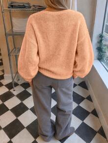 Selianne French Style Asymmetrical Shoulder Loose Fit Versatile Women's Sweater - Orange - View 2