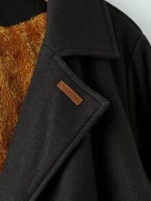 SHEIN Clasi جاكيت نسائي مقاس كبير بأكمام طويلة وياقة كيب وتصميم مطوي، خريف/شتاء - الأسود - مشاهدة 4