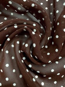 SHEIN Sheer Polka Dot Chiffon Print Square Neck Ruffle Long Sleeve French Elegant Autumn Women's Blouse - Coffee Brown - View 8