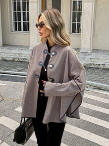 Serisse Mantel Panjang Wanita dengan Kancing Logam di Bagian Depan, Elegan untuk Musim Gugur/Musim Dingin, Formal, Mewah, Bisnis, Chic, Gaya Dasar, Natal, Kembali ke Sekolah, Festival, Tahun Baru. - MultiWarna - View 4