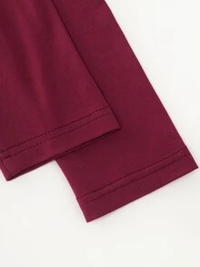 Celisse Lady's Elegant Pleated Round-Neck Mesh Batwing Sleeve Top, With Pleated Side Waistline And A Fitted Solid Color Design, Elegant In Style. - Burgundy - View 3