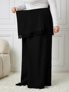 SHEIN CURVE+ Women's Plus Size 22W Black Leather Skirt, Autumn/Winter - Black - View 6