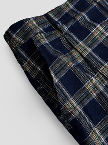 Sweetra Plus Size Women's Button Casual Versatile Plaid Wide Leg Pants - Navy Blue - View 6