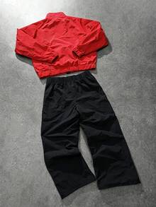 SHEIN Teen Boys Casual Comfortable Versatile Colorblock Stand Collar Jacket & Long Pants Set - Multicolor - View 2