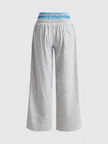 ROMWE Women's Y2K Low Waist Polka Dot Contrast Color Lace Text Sports Sweatpants - Dark Grey - View 3
