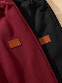SHEIN 兒童青少年男孩字母拼接保暖內裡休閒運動長褲 秋季 - 彩色 - 查看 6