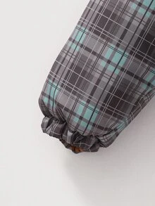 Girls' Winter Padded Coat, Brown With Brown Plaid Lining, Reversible, Suitable For Parties, Gatherings And Daily Commute - Brown - View 6