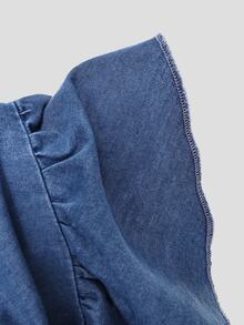 Sweetra Women's Pleated Ruffle Casual Versatile Daily Wear Denim Skirt - Blue - View 5