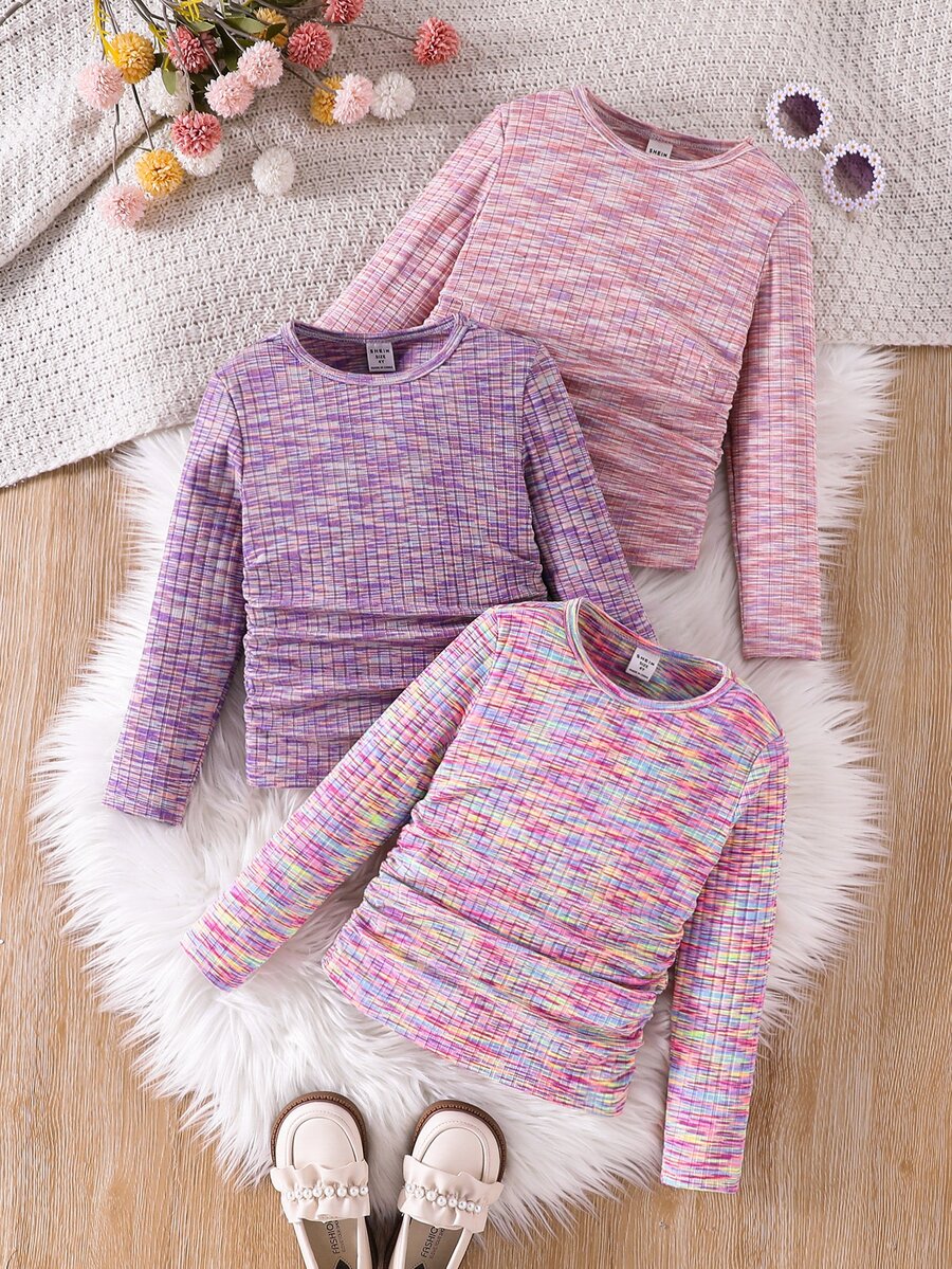 SHEIN 3PCS Young Girls T-Shirts - Multicolor - View 1