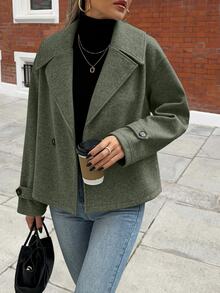Easura Plus Size Overcoats - Army Green - View 5