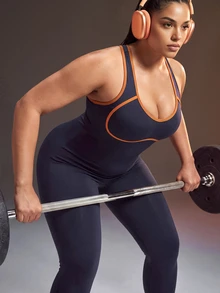 Powerista Women's Plus Size Trim Back Cutout Sleeveless Sports Jumpsuit - Blue - View 7