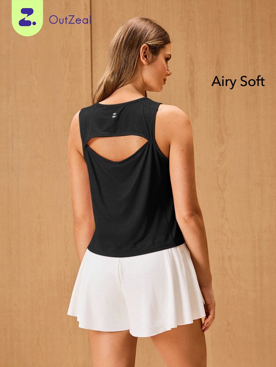 OutZeal Women Outdoor Black Tank Hiking Running Soft Mesh Panel Summer Tank - Black - View 1