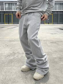 RivetRise Men's Casual Daily Straight Leg Flare Denim Jeans With Pockets - Light Grey - View 4