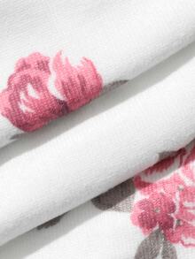 DAZY Girls (Large) V-Neck Casual Floral Print Home Daily Fitted Thermal Top & Pants 2 Pieces Set Loungewear - White - View 8