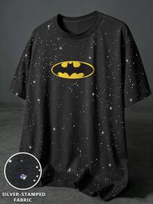 BATMAN X SHEIN Manfinity EMRG 男士圓領短袖卡通圖案印花T恤 - 彩色 - 查看 2