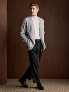 Manfinity CityGents 男士長袖優雅休閒舒適秋冬針織開襟衫 - 灰色 - 查看 6