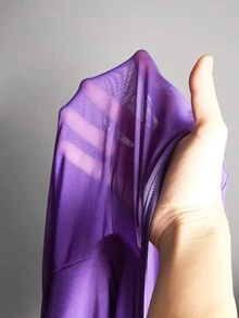 SHEIN ICON 女款大尺碼網紗心形領不對稱下擺時尚上衣 - 紫色 - 查看 11