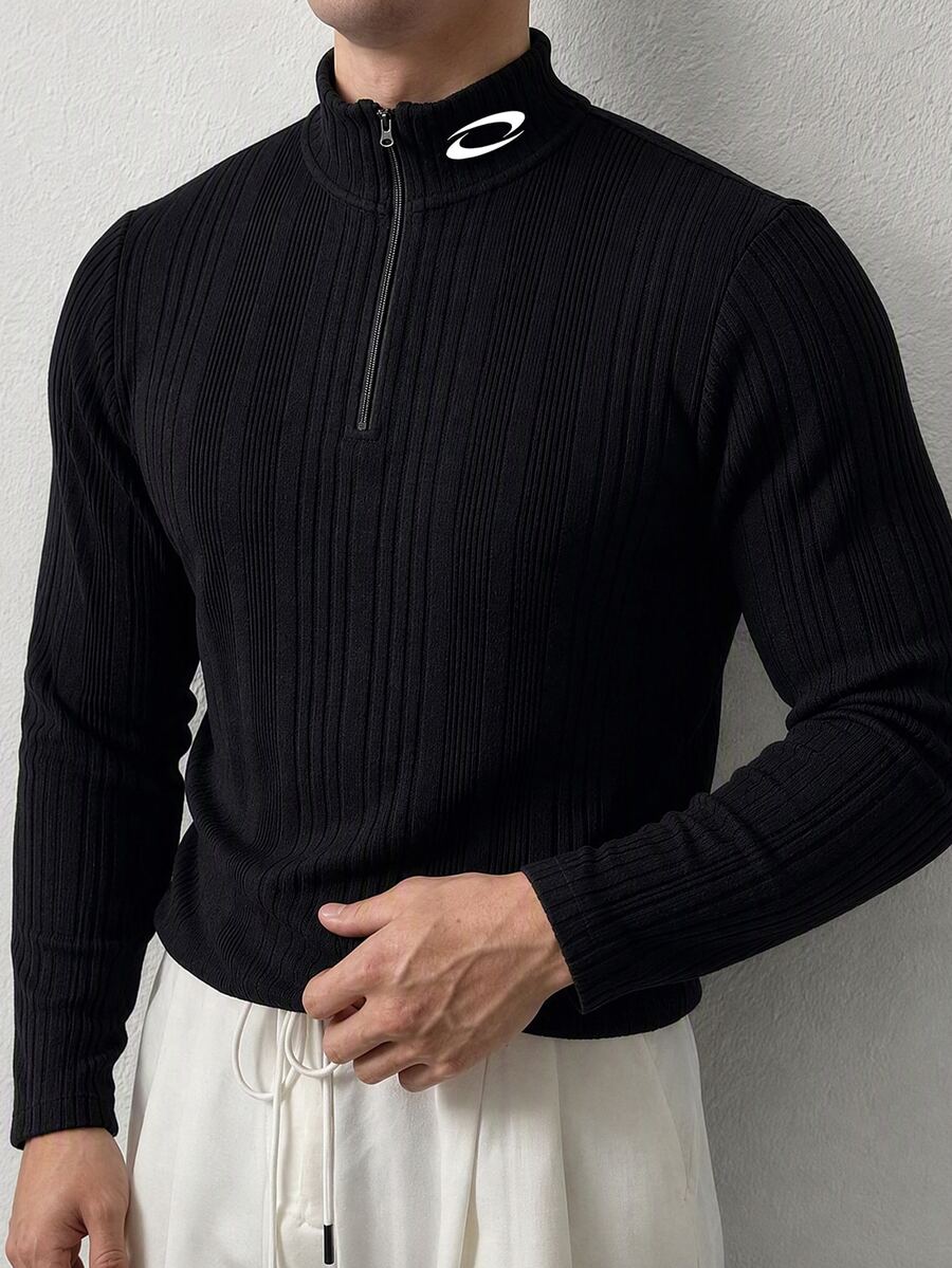 Gym Rark Men's Minimalist Zip Half-Placket Slim Fit Long Sleeve Sports Top - Multicolor - View 1