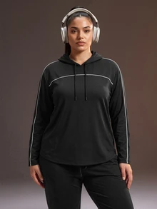 Powerista Women's Plus Size Loose Backless Sports Sweatshirt - Black - View 5