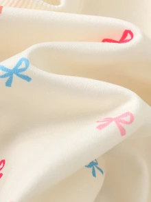 Cozy Pixies 女嬰運動衫套裝，圓領加厚蝴蝶結印花荷葉袖套頭抓絨運動衫，附貼花熊與蝴蝶結，粉色修身打底褲，合身套裝 - 彩色 - 查看 9