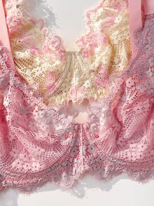 PetitDoll 2 st färgglada söta blommiga spetsbygel-bh för kvinnor, moderiktig och bekväm - Multifärgad - Visa 5