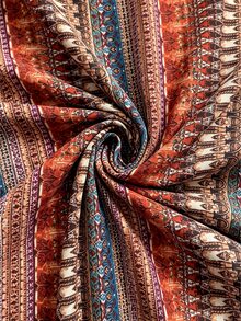 Ceyna Plus Size Women's New Elegant Multi-Color Striped Bohemian Style Colorful Paisley Pattern Open Front Long Sleeve Long Cardigan - Red - View 6