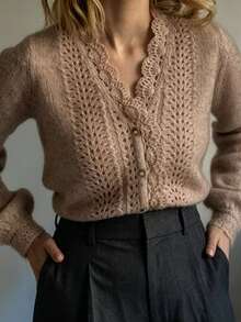 Holdful Holdful Women's Solid Color Casual Daily Cardigan - Brown - View 3