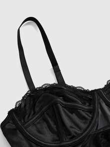 ROMWE Women's Skull Lace Bow Satin Camisole Bra, Sexy Adjustable Straps, Gothic Fairy Tale Style - Black - View 3