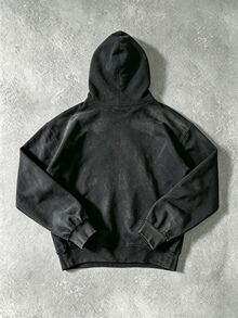 SUPERMAN X SHEIN GymRaken 男士休閒印花長袖連帽衛衣 - 黑色 - 查看 2