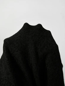 SHEIN 新款秋季復古皇家拿破崙風女款針織開襟衫，飾領、華麗鈕扣裝飾、前拉鍊設計 - 黑色 - 查看 3