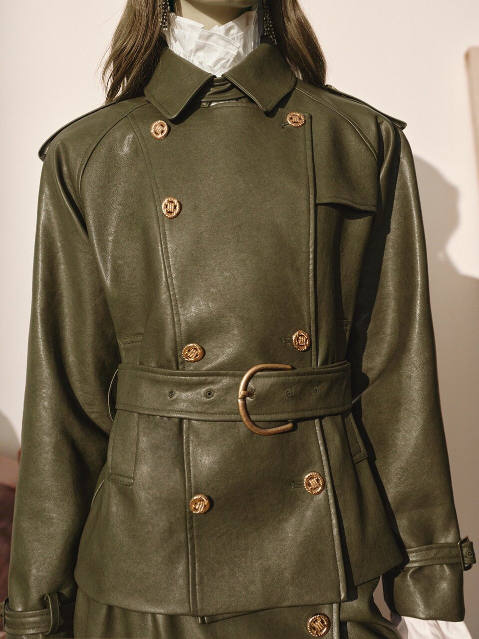 MOTF WOMEN'S AUTUMN/WINTER LEATHER FASHION ELEGANT CASUAL TRENCH COAT SHORT JACKET